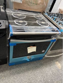 30” wide whirlpool new electric stove with coils stainless steel