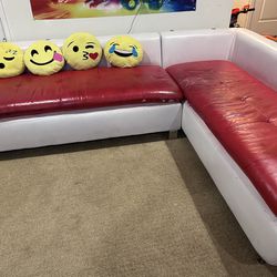 Modern Red and White Leather Sectional Sofa Set