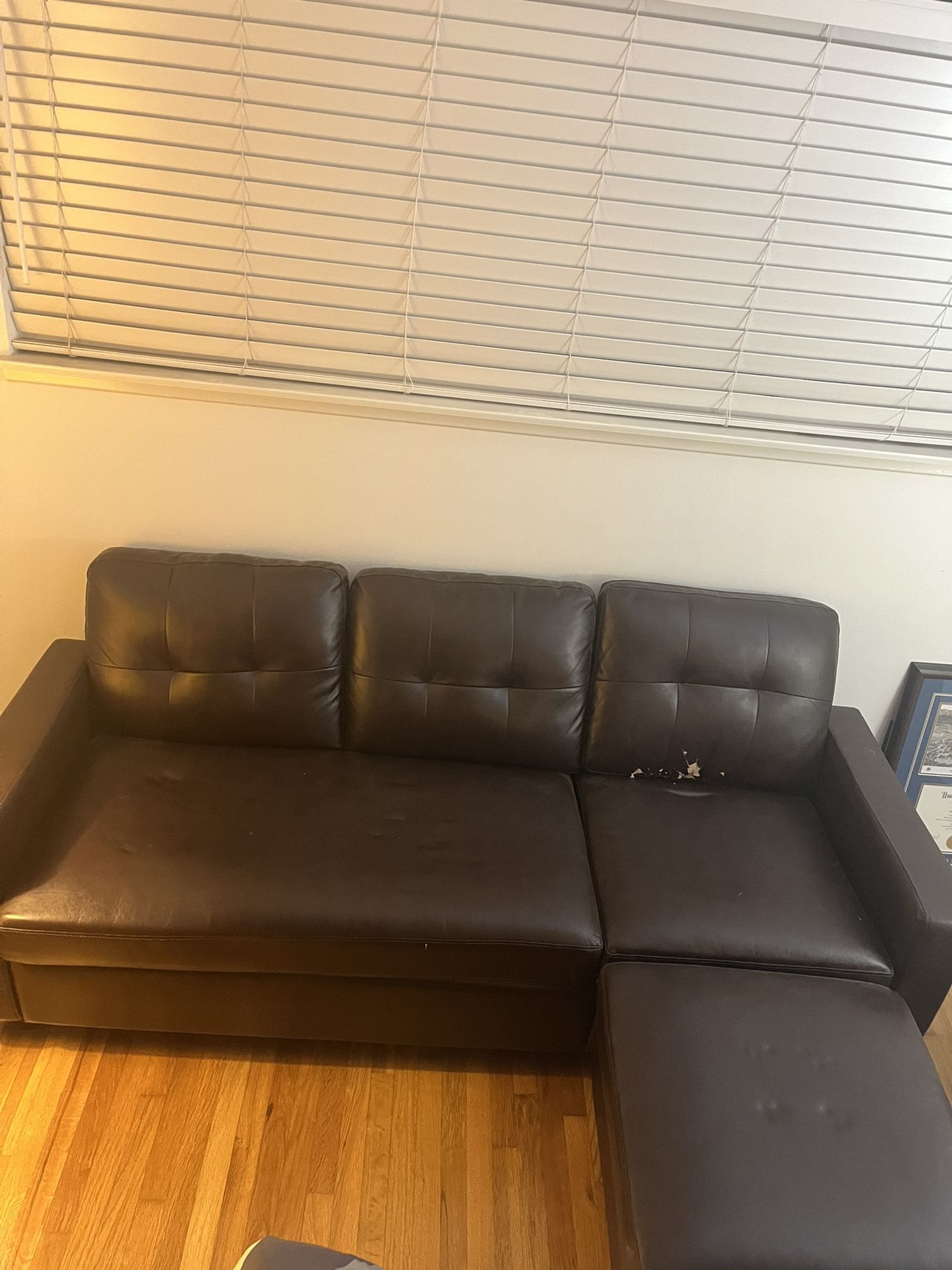 Brown Leather Two Piece Small Sectional