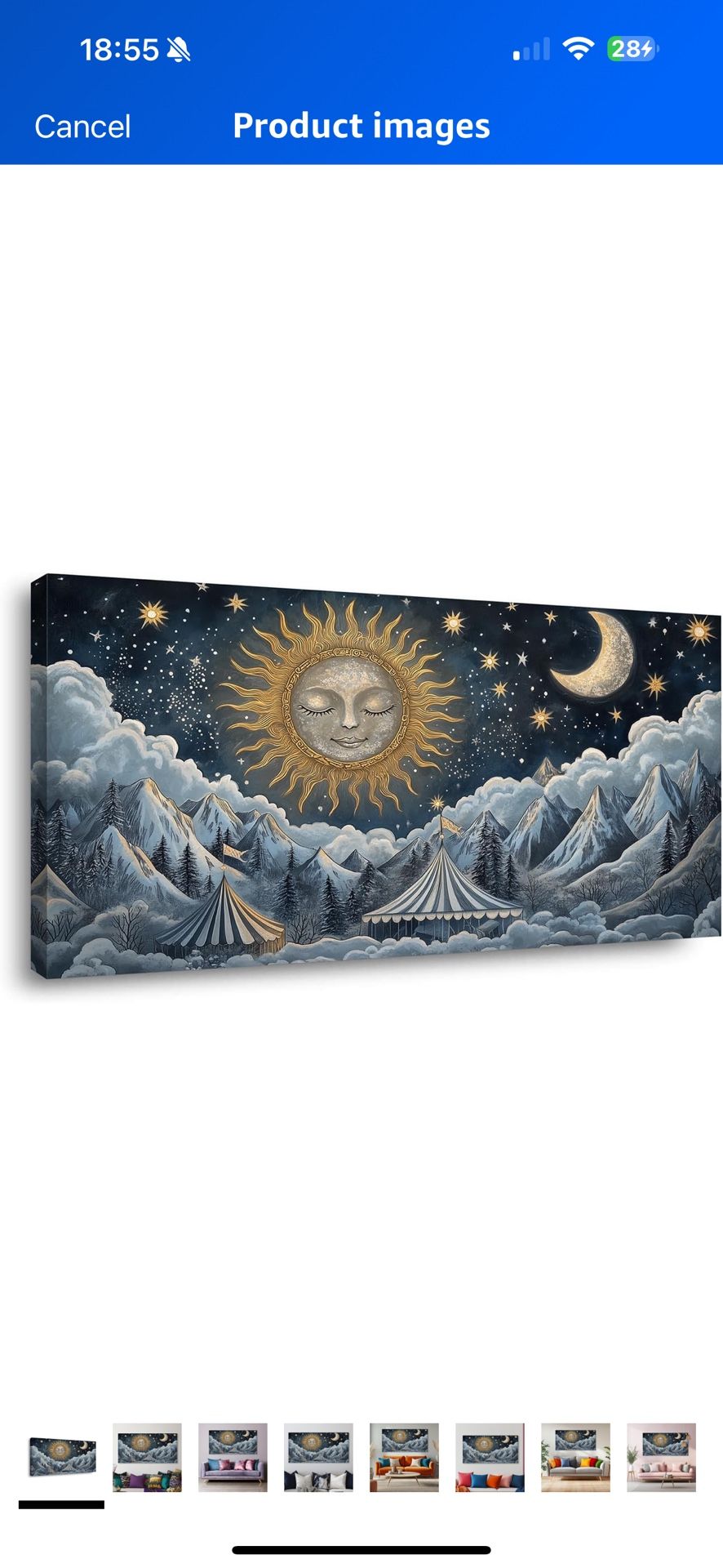 (20x40 Inch) Sleeping Moon Night Wall Art