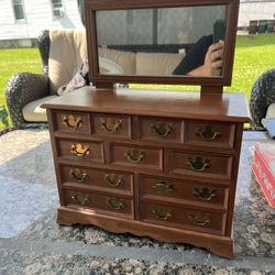 Vntg Chest of Drawers Musical Jewelry Box w/ Mirror 