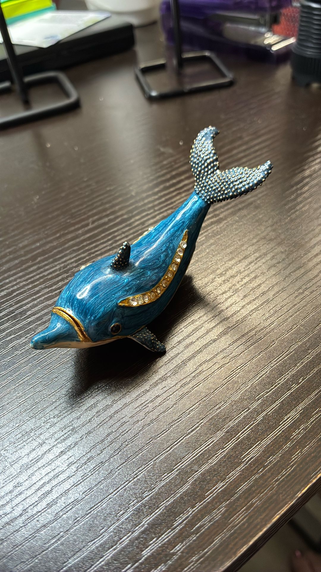 Magnetic Porcelain Dolphin Trinket Box