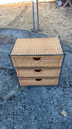 Wicker 3 drawer dresser with steel frame