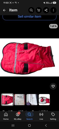 Red Quilted Dog Winter Coat with Reflective Strip