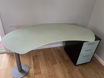 Glass Top Desk With File Cabinet