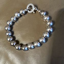 Sterling silver Large Beaded Toggle Bracelet 