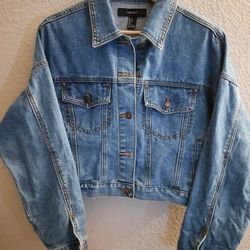 Forever 21 Cropped Denim Jacket Women's L