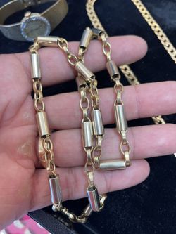 Barrel Two Tone 14k Gold Chain