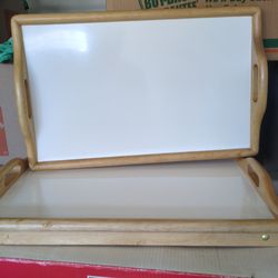 Wooden serving and laptop trays $10