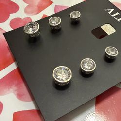 3 Round Silver Stud Earrings 