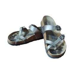 Birkenstock Mayari Leather Thong Sandals Bronze Metallic, Size 37 EU (US 6)