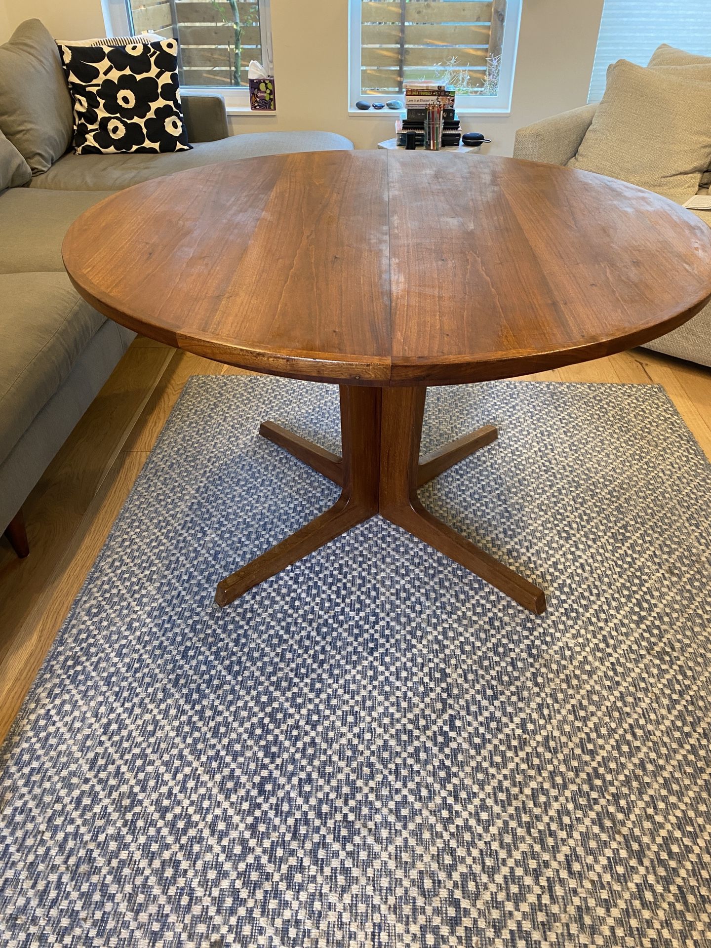 Vintage Danish Round Extendable Table In Walnut