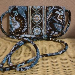 Vera Bradley "Java Blue" Retired Crossbody/Wallet w/Removeable Strap (Like New)