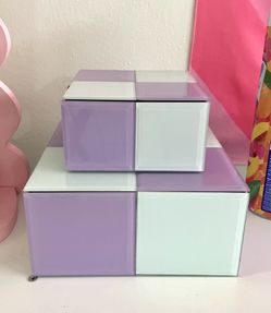 Pastel Lilac & Mint Green Checkered Jewelry Box Set
