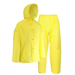 Economy Men's 2X-Large Yellow Polyurethane-Coated Polyester Rain Suit (2-Piece) @N7-351