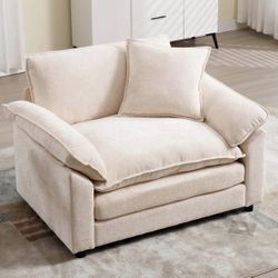 Modern Oversized Chair, Comfy Chenille Accent Chair Large Upholstered Armchair with Extra Thick and