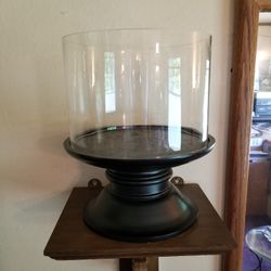 Set Gorgeous Black Pedestal Glass Hurricane Candle Holders Display Cherished Items Fairy Light Lamp
