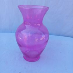 10" Pink Color Glass Flowers vase 