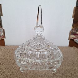 West German Candy Dish -  Hand Cut Lead Crystal Three Footed Triangle Shape