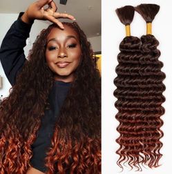 Deep Wave Bulk hair for Braiding Wet and Wavy Micro Braiding Hair No Weft Faux Deep Wave Braiding Hair Extensions for Box Boho Braids 160g with 2Bundl