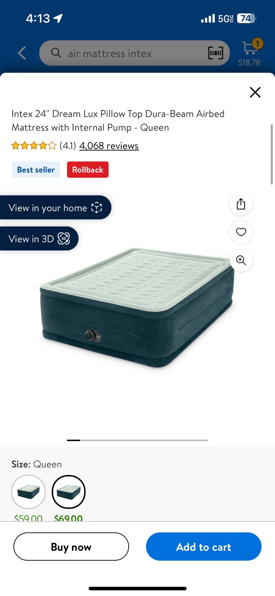 Air Mattress - Intex Brand