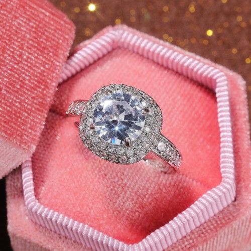 "Dainty Beautiful Classic Silver Plated Wedding/Engagement Ring for Women, L014
 