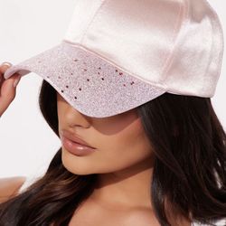 Woman’s Pink Adjustable Glitter Design Baseball hat onesize