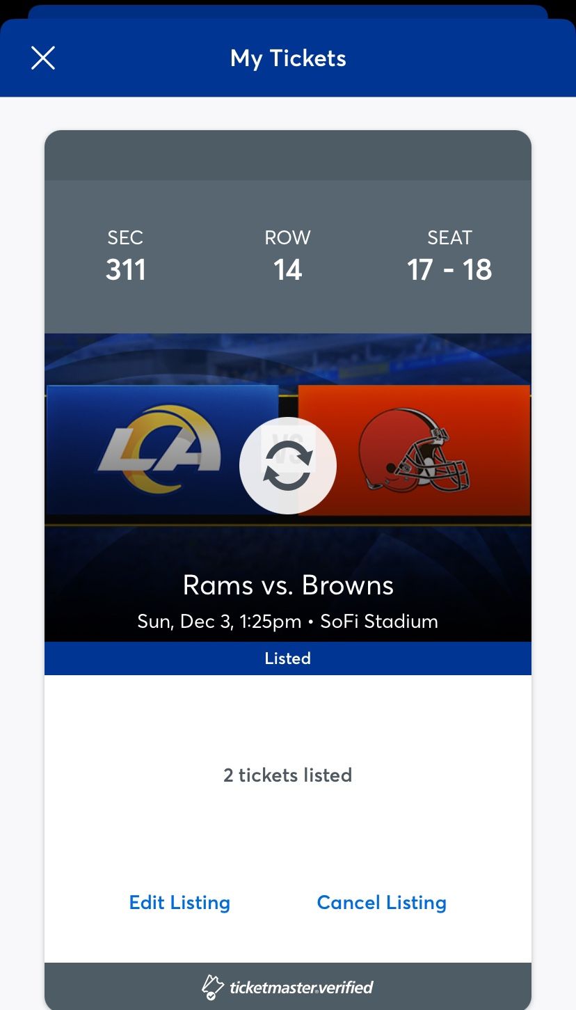NFL TICKET Rams Vs Browns