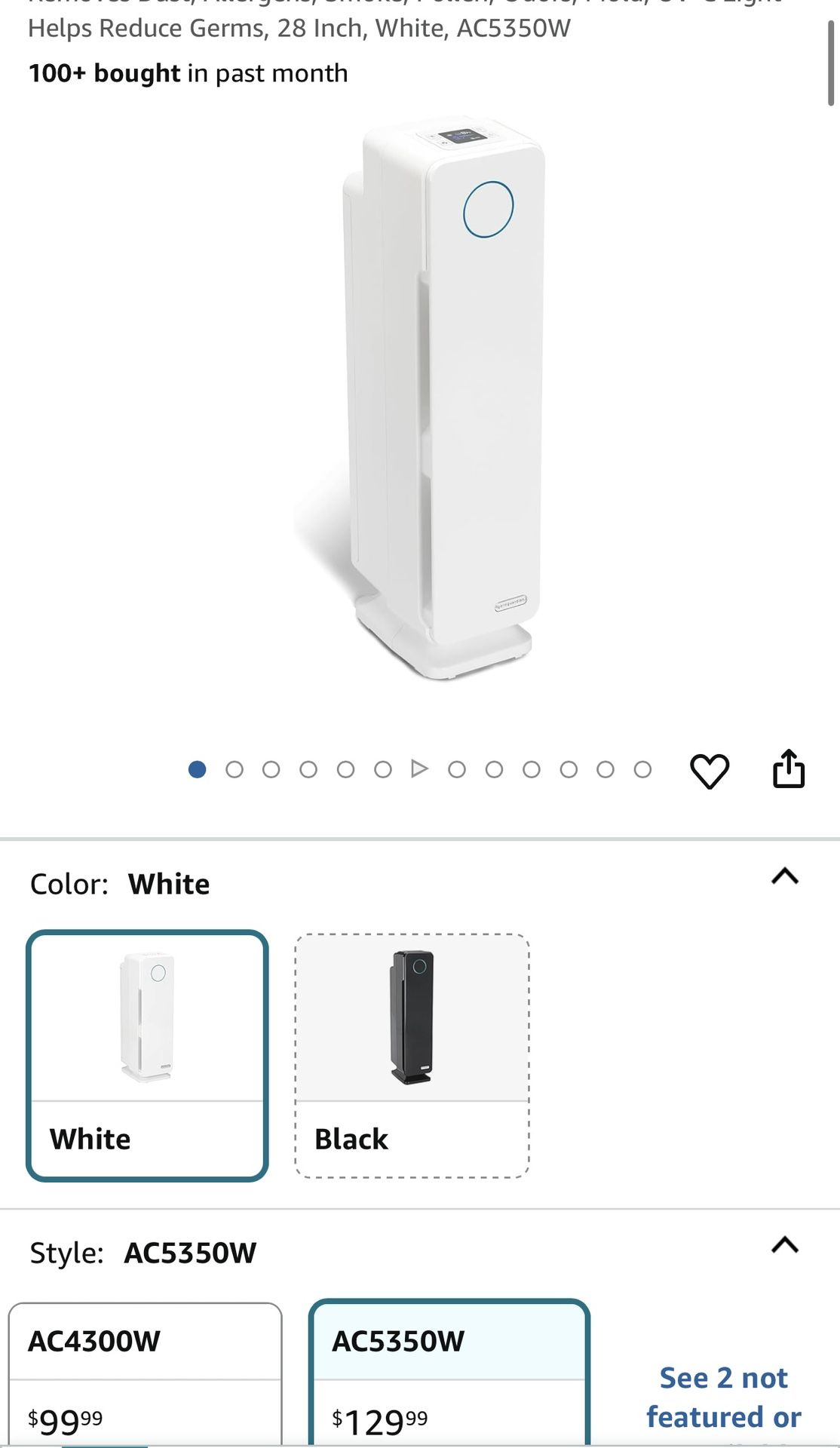 GermGuardian Air Purifier for Home, Large Rooms, H13 HEPA Filter, Removes Dust, Allergens, Smoke, Pollen, Odors, Mold, UV-C Light Helps Reduce Germs,