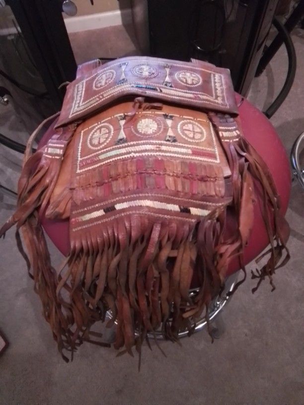 Antique Hand Made Leather Purse Fringe
