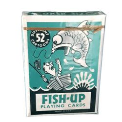 Vintage Fish-Up Cartoon Poker Size Playing Cards - Blue Cover
