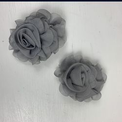 2 Grey Tulle Sticker Flowers