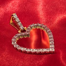 10k Yellow Gold Diamond Heart Memory Pendant 0.56 ctw