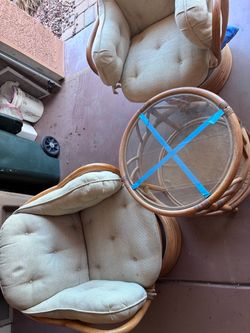 Swivel chairs and table