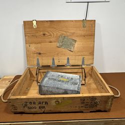 Surplus Bulgarian 7.62 Wood Crate and Empty Metal Spam Can