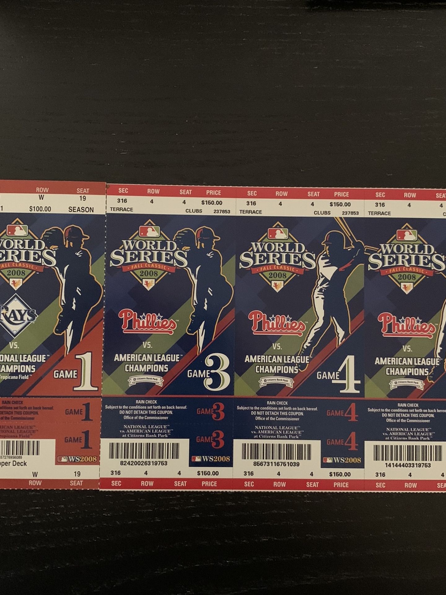 Philadelphia Phillies 2008 Official World Series Ticket Stubs