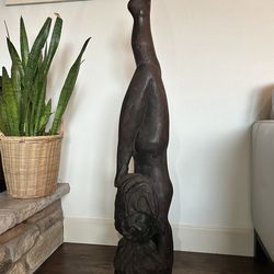Vintage Carved Wooden Sculpture of Female
