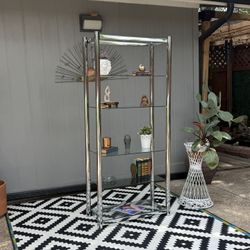 Vintage Mid Century Chrome and Glass Shelf .