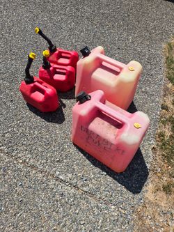 5 gallon and 1 gallon fuel cans