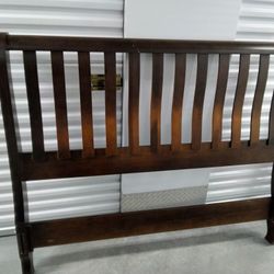 Brown Wood Queen Size Sleigh Bed Frame
