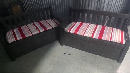 Patio storage bench set of two