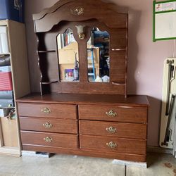 Vintage Dresser W/Vanity/Mirror NEED GONE ASAP