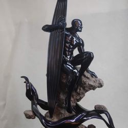 Silver Surfer Statue Fallen Black Chrome Elegant Class Custom Not Sideshow Xm Iron Studios 