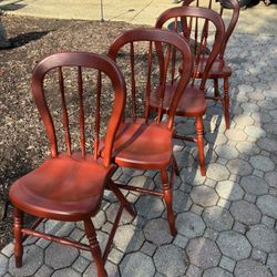 Vintage Set Of Four Tell City Chair Company Rustic Red Chairs.  