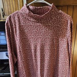 XXL Croft & Barrow women's long sleeve  Floral Red / White shirt