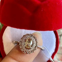 925 Sterling Silver Natural Peridot Oval Band Ring Size 8