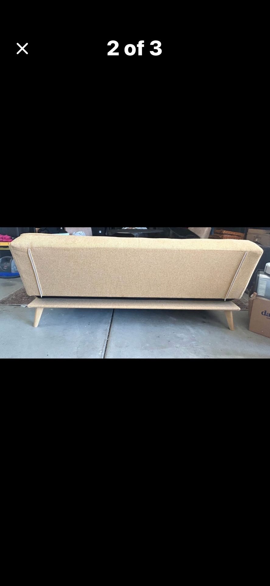 Lemieux 71.3" Armless Sleeper by Wade Logan Yellow Mid-Century Modern Futon - Convertible to Full Bed, Like New