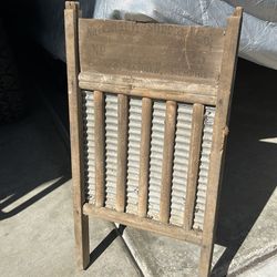 Two wooden vintage wash boards