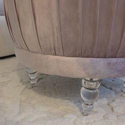 2 Round Ottomans With Acrylic Feet