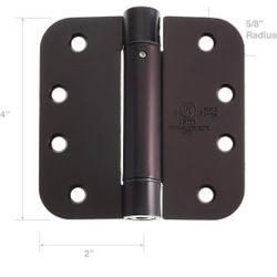 3Pack) Heavy-Duty 4" Self-Closing Spring Door Hinge with 5/8" Radius Corners

